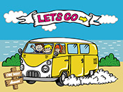 レトロカー1-黄色い車でドライブ